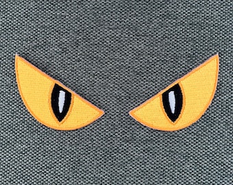 Urbanski Patch 2 yeux effrayants (1 paire) en orange à repasser 4,5 x 4,5 cm | Image thermocollante pour application d'un patch