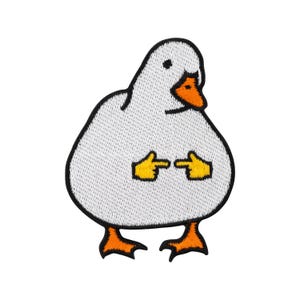 Urbanski Patch shy Duck cute shy goose for ironing 7 x 5.4 cm | Patch appliqué iron-on image