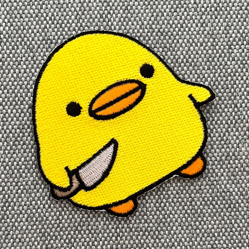 Urbanski Patch Baby Duck avec couteau en colère Canard pour le repassage 6 x 6,2 cm Image du temple de lapplication patch image 3