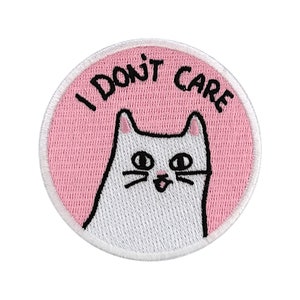 Urbanski パッチ 面白い猫 I don't Care アイロン接着 7 x 7 cm |パッチ適用アイロン接着イメージ