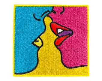 Urbanski Patch Kissing Women Pop Art for ironing 7.4 x 7.8 cm | Patch Application Iron-on Image