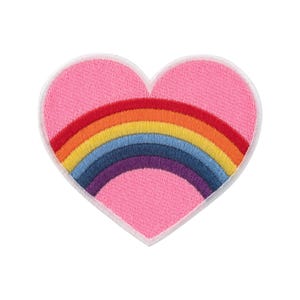 Urbanski Patch Pink Heart with Rainbow Iron-On 7 x 8.1 cm | Patch Application Iron-On