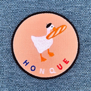 Urbanski patch French goose with hat and baguette iron-on 7.4 x 7.4 cm | Patch application iron-on image