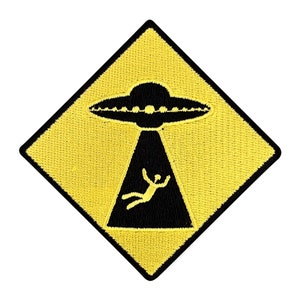 Urbanski Patch Beware of UFOs yellow iron-on sign 7.4 x 7.4 cm Patch application iron-on image image 4