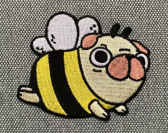 Urbanski Patch Mignon Pug Dog en costume d’abeille à repasser 6.3 x 7.7 | Patch Application Iron Picture...