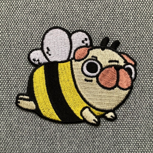 Urbanski Patch Mignon Pug Dog en costume d’abeille à repasser 6.3 x 7.7 | Patch Application Iron Picture...