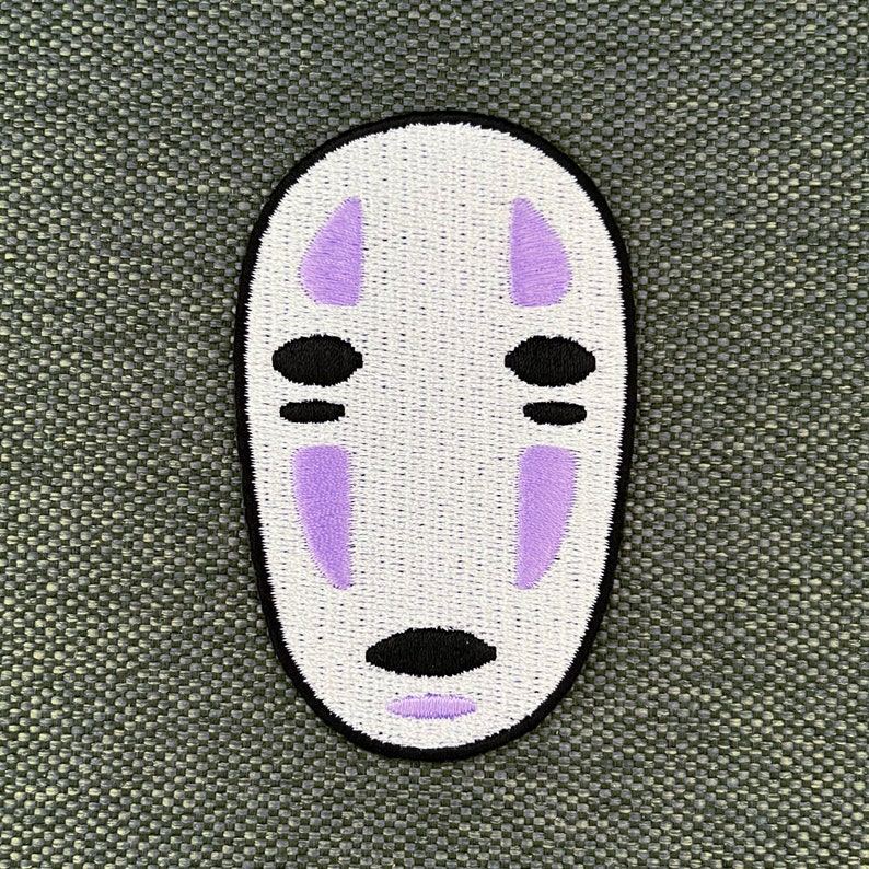 Urbanski Patch Ohngesicht Geist Gespenst Maske zum Aufbügeln 8 x 5 cm Aufnäher Applikation Bügelbild Bild 1