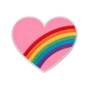 Urbanski Patch Pink Heart with Rainbow Iron-On 7 x 8 cm | Patch Application Iron-On