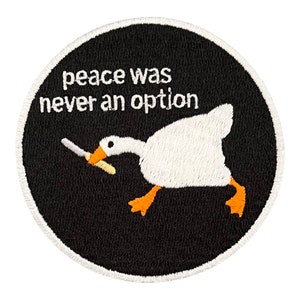 Urbanski patch goose with knife Peace was never an iron-on option 7.4 x 7.4 cm Patch application iron-on image image 4