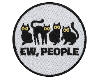 Urbanski Patch Anti-Social Cats Ew, People iron-on 7.4 x 7.4 cm | Patch appliqué iron-on