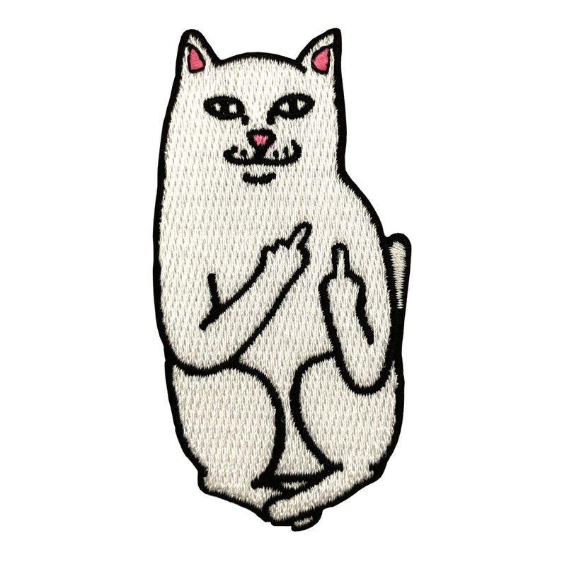 Urbanski Patch lustige Katze zeigt Finger zum Aufbügeln 8 x 4,3 cm Aufnäher Applikation Bügelbild Bild 4