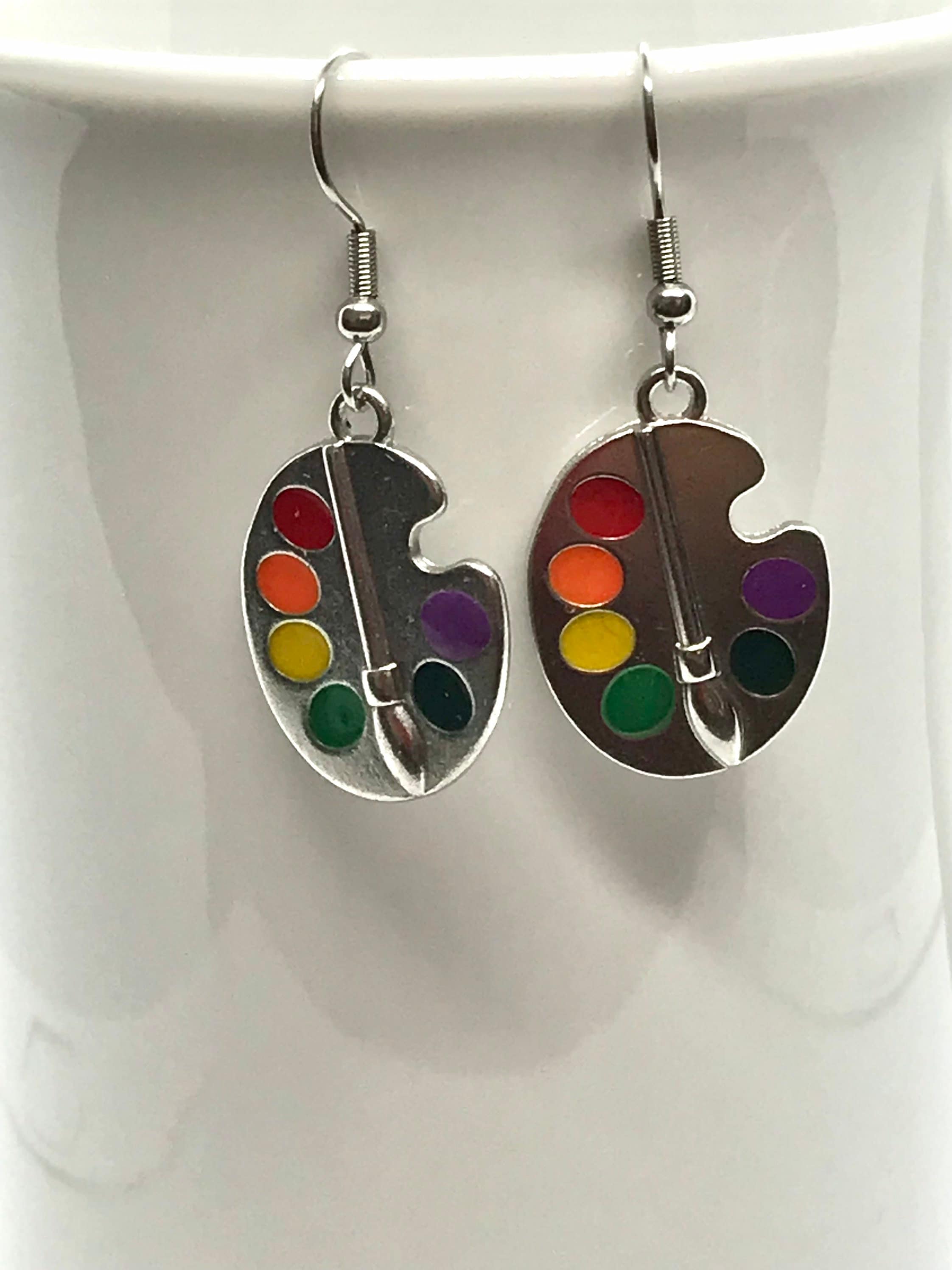 Artist Palette Earrings Painter Earrings Art Earrings Etsy