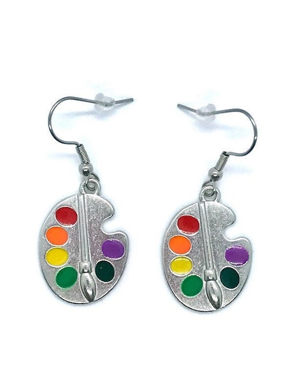Artist Palette Earrings Painter Earrings Art Earrings Etsy