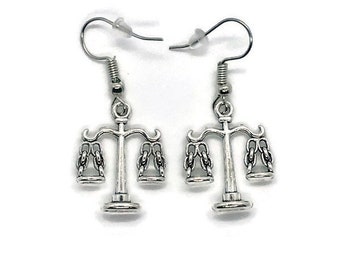 Scale of justice earrings | lawyer earrings | libra earrings | paralegal earrings | Scale earrings | Scale charm earrings | silver charm