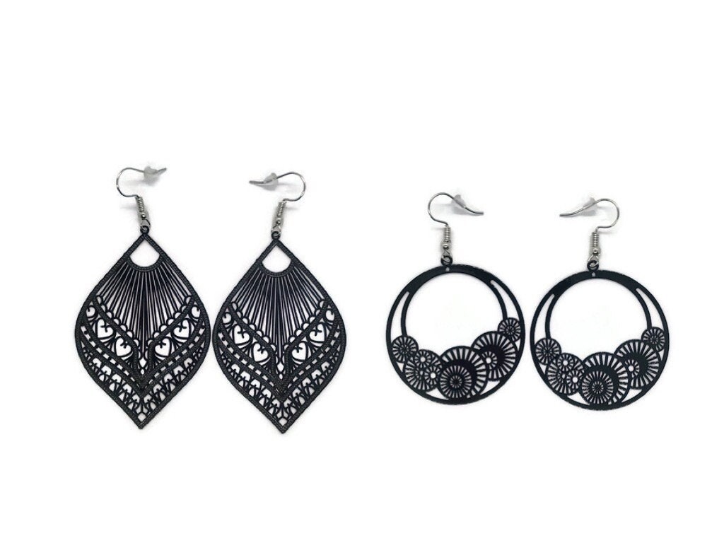 Boucles D'oreilles Fantaisie Pendantes Demoiselle Noire - Pour Femme, Neuf Avec étiquettes