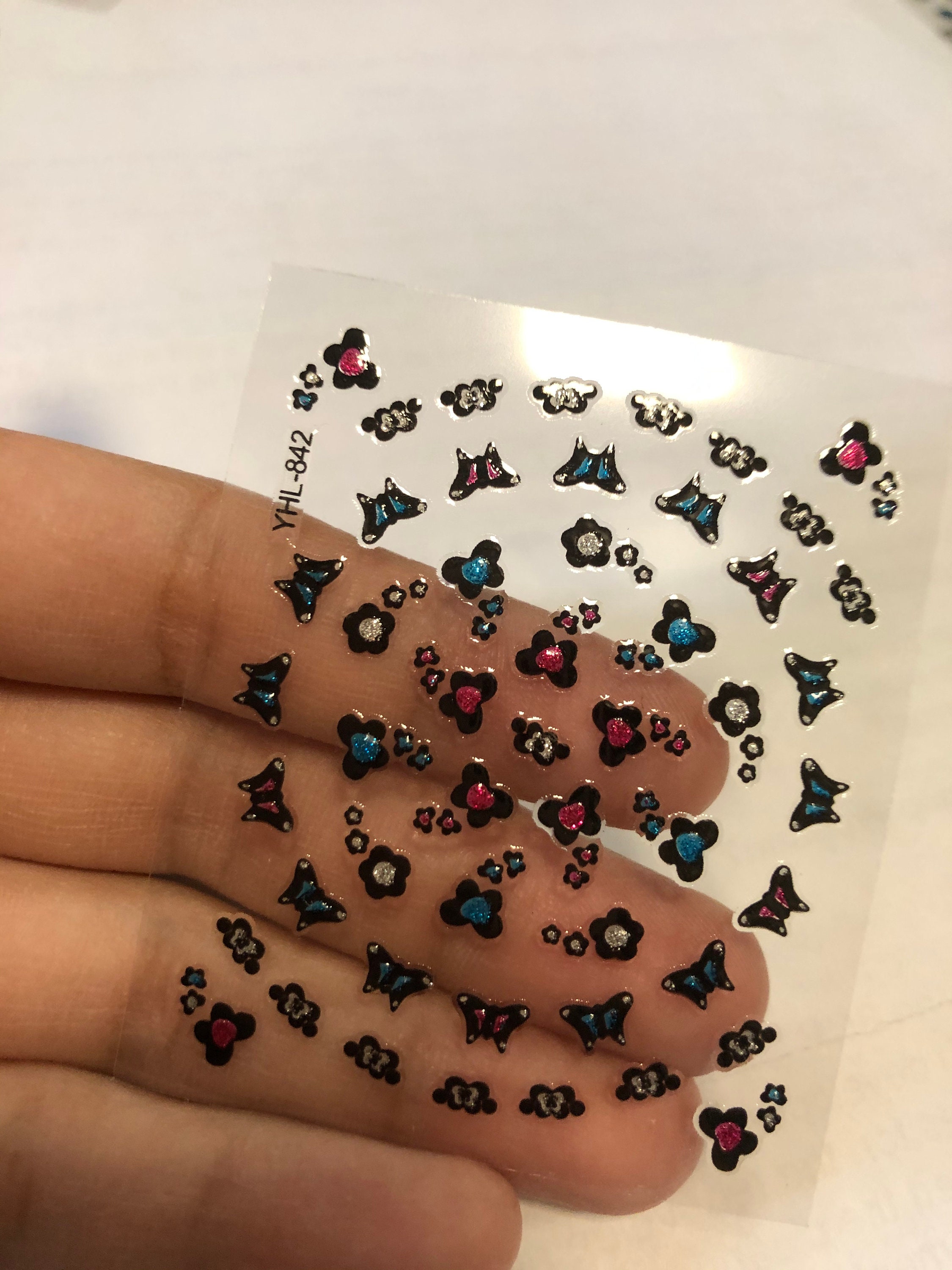 4 glitter Goth nail stickers | Etsy