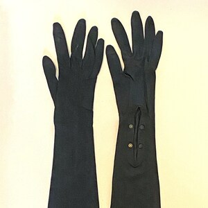 Vintage Kayser One Black Nylon Evening Gloves UK