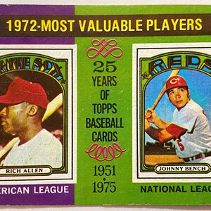 1972 Topps baseball Most Valuable Players trading card
