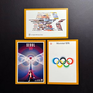 3 cartes de correspondance vierges olympiques vintage Hallmark