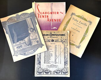 4 Vintage Klavier Noten Bücher