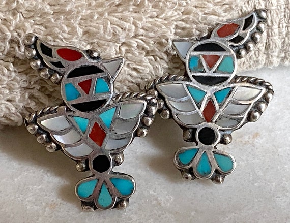 Vintage Zuni bird earrings - image 1