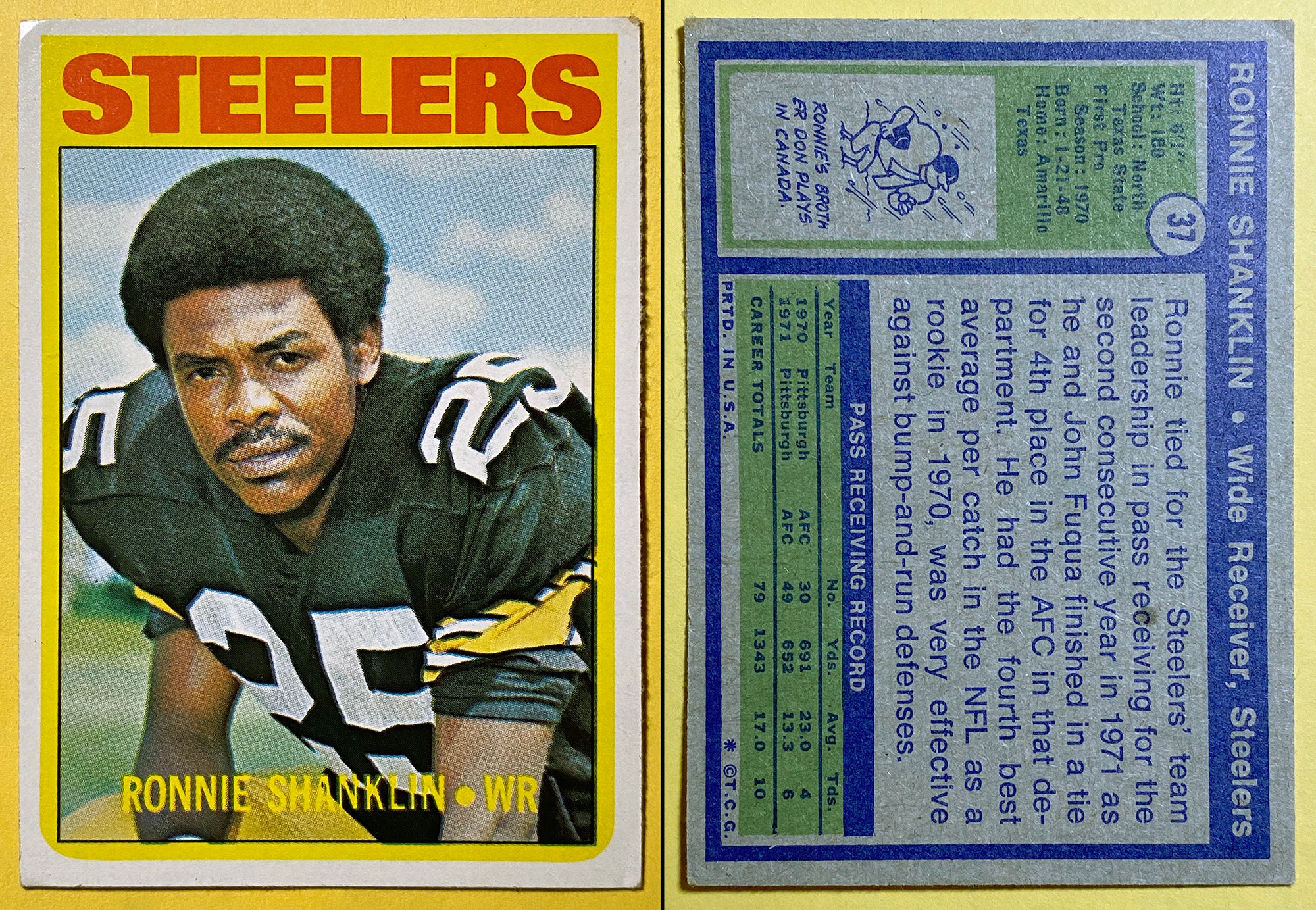 5 Pittsburgh Steelers Topps and Wonder Bread Football Trading 
