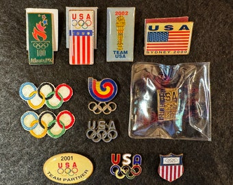 Assorted USA Olympic lapel/hat pins and patches