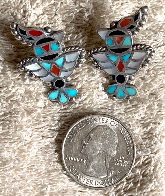 Vintage Zuni bird earrings - image 5