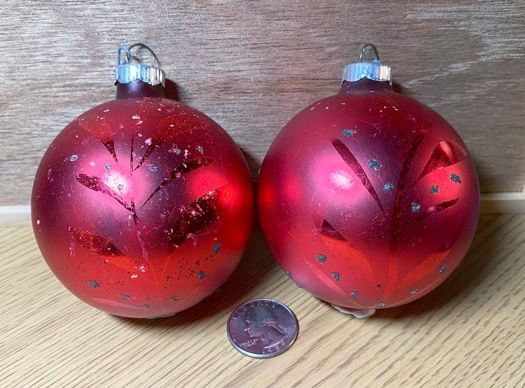 Vintage Twotoned Red Glass Ornaments Etsy