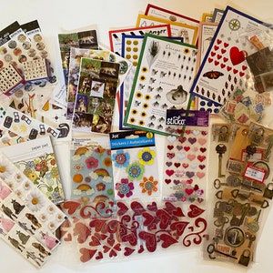BIG LOT of collage making stickers and stamping blocks