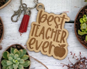 Best Teacher Ever Keychain with tassel - perfect gift for a special teacher in your life!