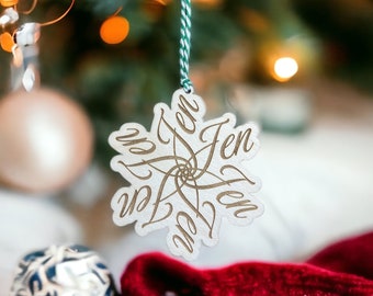 Custom Name Snowflake Ornament, Custom City Name Snowflake Ornament, Personalized Stocking Snowflake Name Tag, Unique Name Snowflake gift