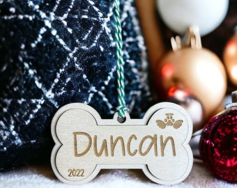 Custom dog bone ornament, memorial dog ornament gift for pet parents, Christmas ornament for dogs, Personalized dog Christmas stocking gift