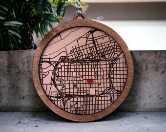 Custom Map Ornament, Custom City Grid Map Ornament, City Street Map Gift, Neighborhood Ornament Exchange Gift, Engagement Memory Ornament