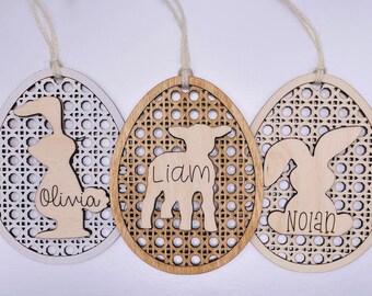 Rattan Style Personalized Easter Basket Tags
