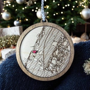 Custom Map Ornament, Custom City Grid Map Ornament, City Street Map Gift, Neighborhood Ornament Exchange Gift, Engagement Memory Ornament