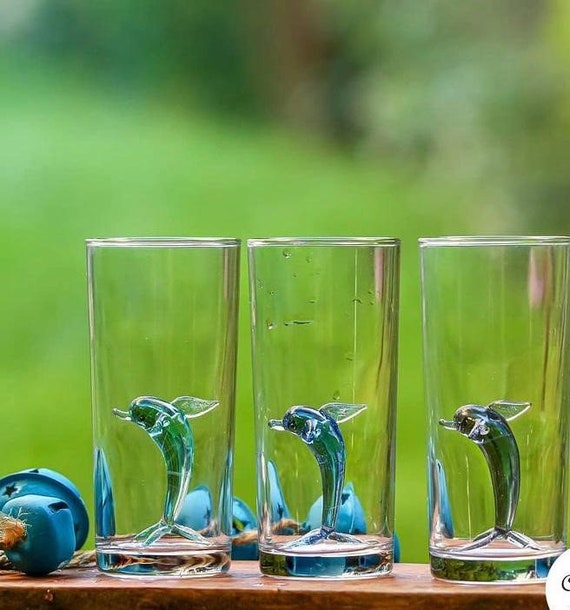 Juego de 6 vasos para beber 345cc con figuras de vidrio - Etsy España