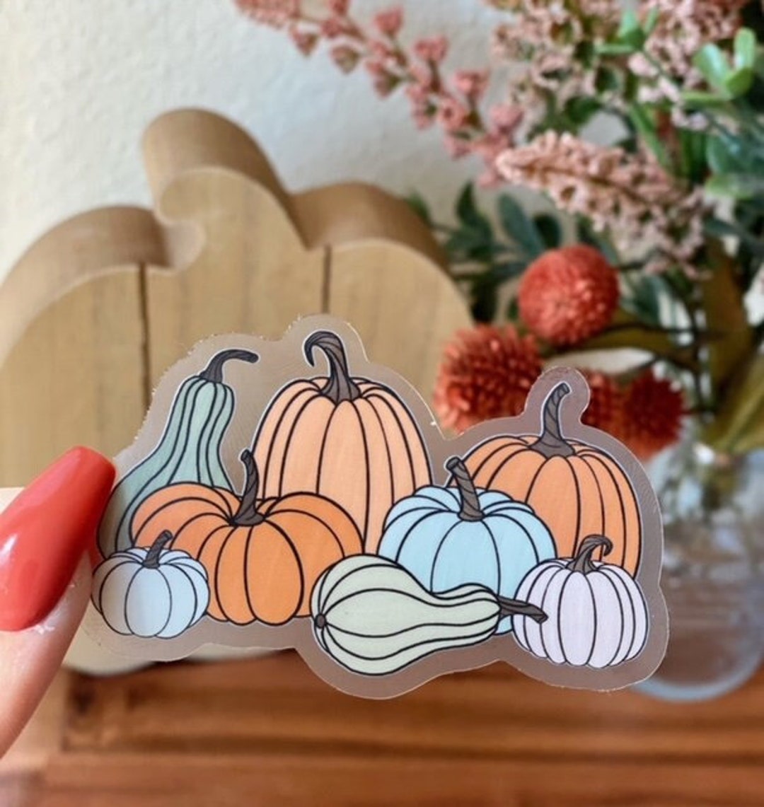 A Pile of Pumpkins Sticker Fall, Autumn, Dishwasher Safe, Durable ...