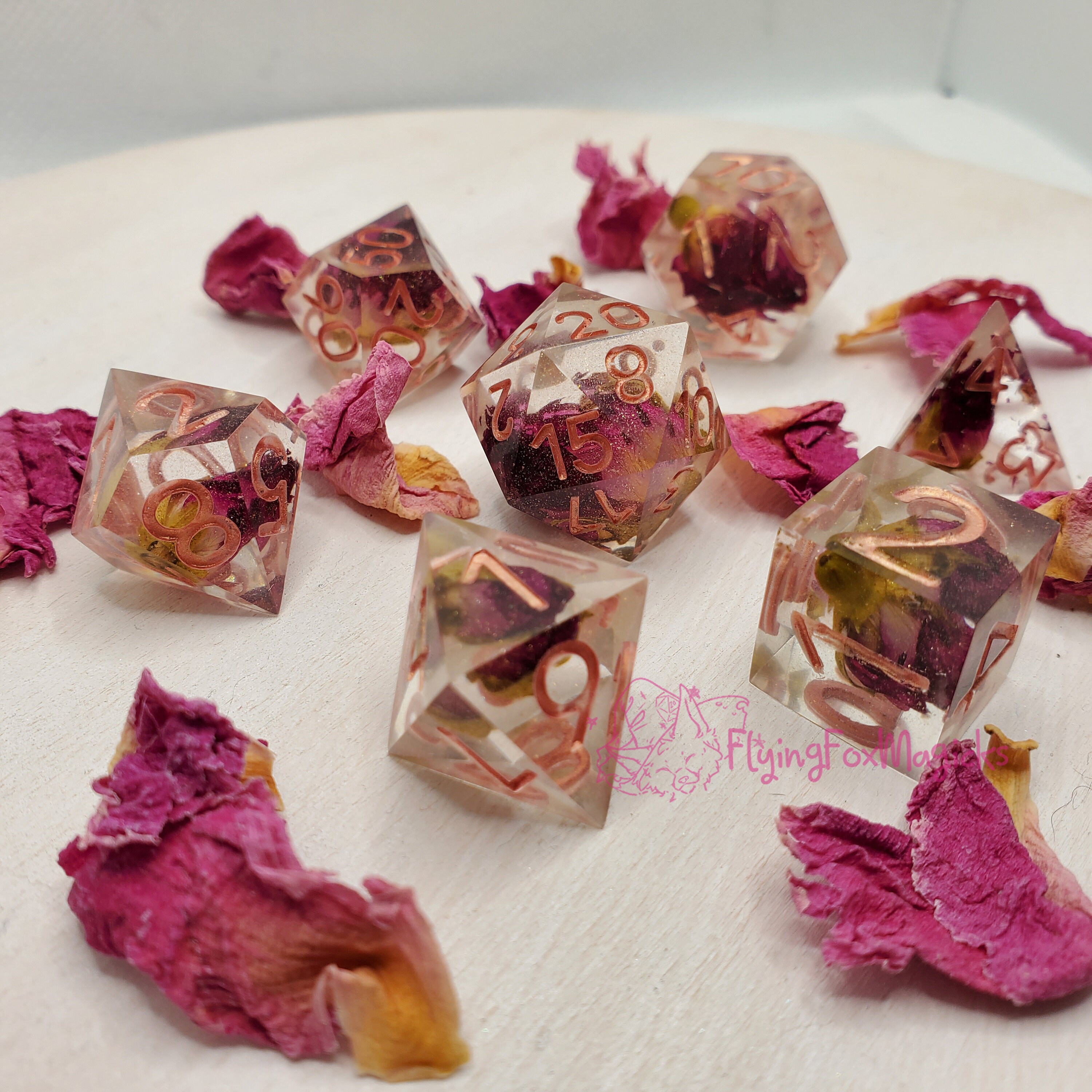 PREORDER Enchanted Rose Polyhedral Dice Set Handmade Etsy