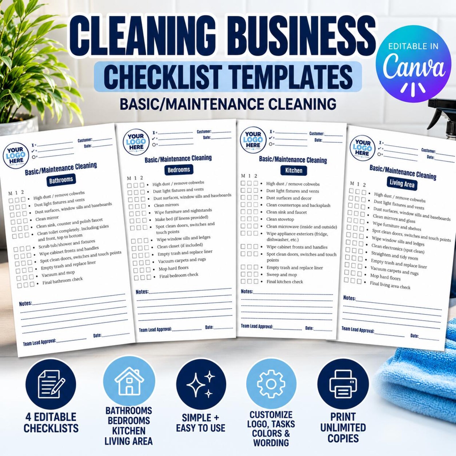 Editable Basic Cleaning Checklist Templates | (digital Download) - Etsy