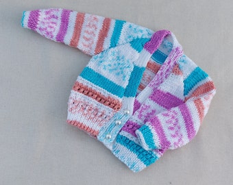 Hand Knitted Baby Cardigan, Baby Jumper, 0-3 months, Unisex