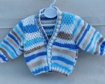 Hand Knitted Baby Cardigan, Baby Jumper, 3-6 months, Unisex