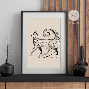 Minimalist Cat Line Art Digital Print, Continuous Line Drawing, Modern Wall Art, Elegant Feline Silhouette, Instant Download for Home Decor