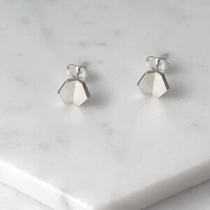 Hexagon Pleated Studs | Hexagonal Shape Jewellery | Geometric Earrings | Handmade Silver Earrings | Unique gift | Minimal Studs