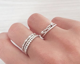 Silver Knot Ring | Stacker ring | Minimal Jewellery | Minimalistic | Stackable Jewellery | Sterling Silver Set | Friendship Stacking ring