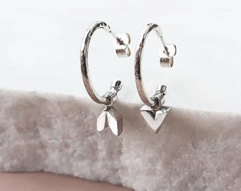 Love & Arrow Stud Hoop | Arrow mix match earrings | Interchangeable Huggie hoops | Handmade Silver | Unique Mother's Day gift | Minimalistic