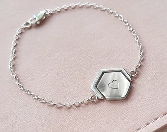 Hexagon Spinner Armband | Spinning Sieraden | Geometrische Armband | Handgemaakte Sterling Zilveren Sieraden | Uniek cadeau | Minimal Chain armband