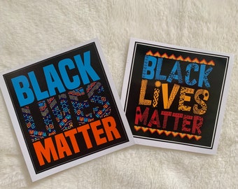 Black Lives Matter Sticker with African Print Great for Bumpers, Laptops, Water Bottles & Journals