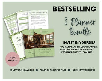 Personal Curriculum Growth Bundle | Cozy Printable PDF Planner for Learning, Goals, Habit Tracking, Mindfulness