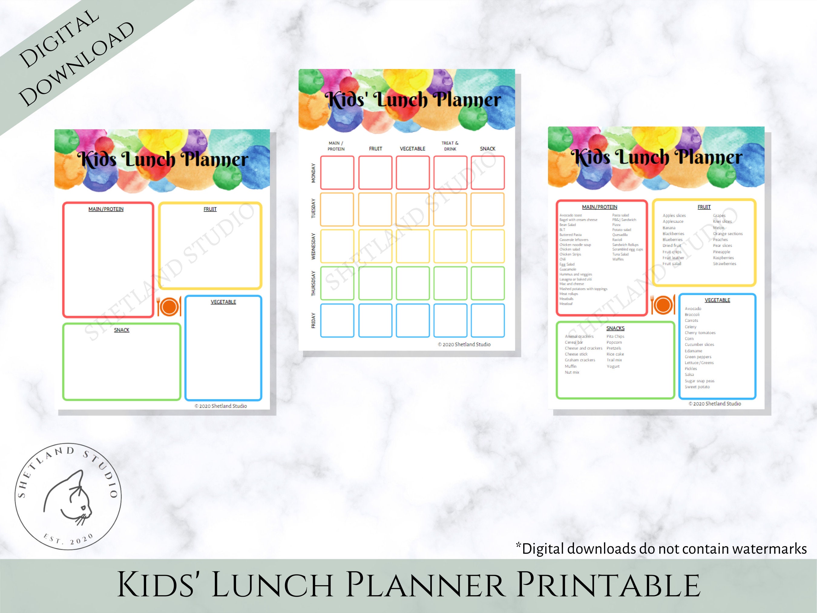Kids Lunch Planner Printable-meal Planning-school Lunches-lunch Menu ...